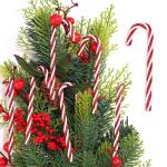 32 stuks kerstsnoepstok hangende ornamenten kerstboom hangende decoraties plastic gedraaide kruk ornamenten voor kerstambachten binnen buiten decor (glitter rood geen gaten, 12 cm)