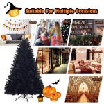Kunstkerstboom, 180 cm, zwart, kerstboom met 1036 takpunten en metalen standaard, dennenboom voor thuis, kantoor, school, winkels