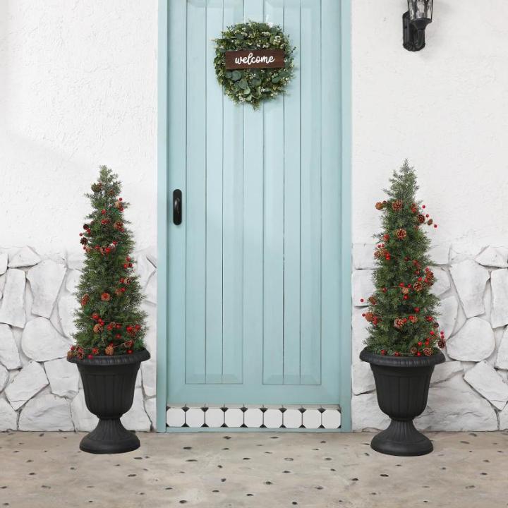 Kunstplant ceder 120 cm in pot, coniferen kunstmatig outdoor UV beschermd voor huis woonkamer tuin veranda decoratie (2 stuks)