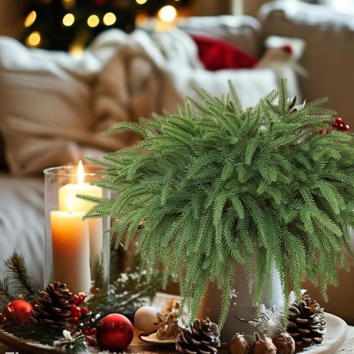 Kerstdennentakken, 12 stuks, kunstkersttakken, doe-het-zelf knutselen, Kerstmis, , 45 cm, takken voor Kerstmis, binnen, buiten, wooncultuur (12)