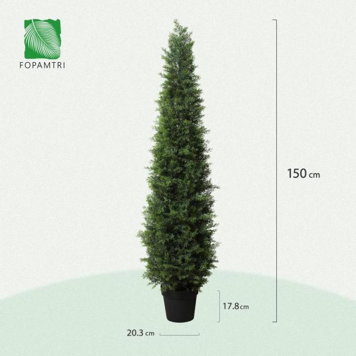 Kunstplant ceder 150 cm in pot, coniferen kunstmatig outdoor UV beschermd voor huis woonkamer tuin veranda decoratie (2 stuks)