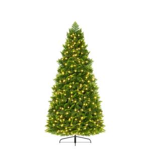 Kunstkerstboom met verlichting, kleurrijke led-premium dennenboom, magische kerstboom met PE- en pvc-takken en stevige metalen standaard, groen, 180 cm
