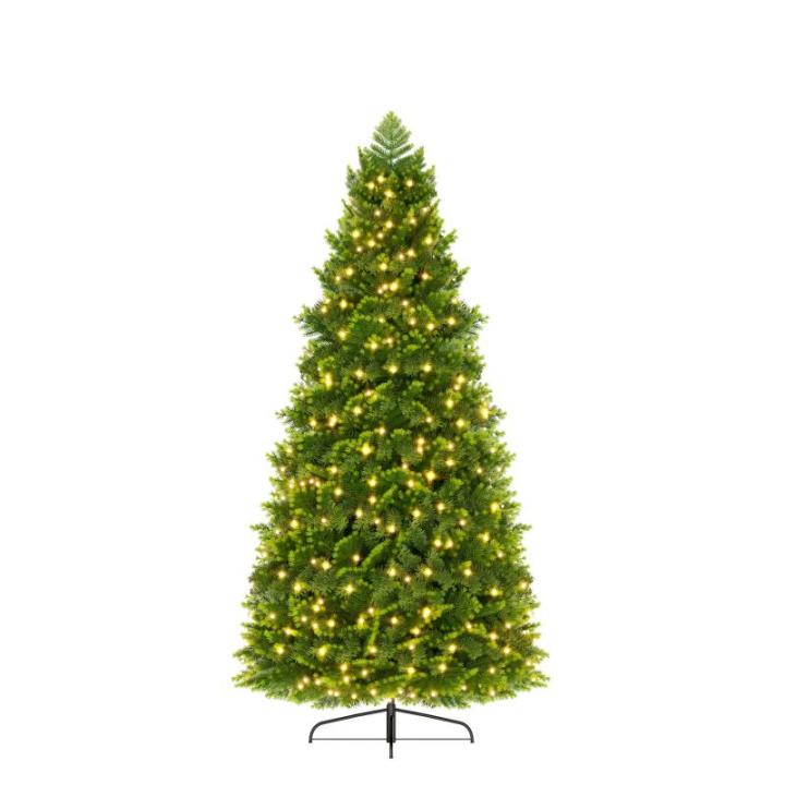 Kunstkerstboom met verlichting, kleurrijke led-premium dennenboom, magische kerstboom met PE- en pvc-takken en stevige metalen standaard, groen, 180 cm