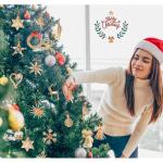 46 x natuurlijke strosterren kerstset, kerstboomversiering, stro met natuurlijke accenten, handgemaakte kerstboom van stro met mooie doos, natuurlijke kerststrohanger voor kerstboo