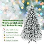 Kunstkerstboom met sneeuw en warmwitte ledverlichting, dennenboom met metalen standaard, pvc-naalden, kunstboom, klapsysteem, 180 cm