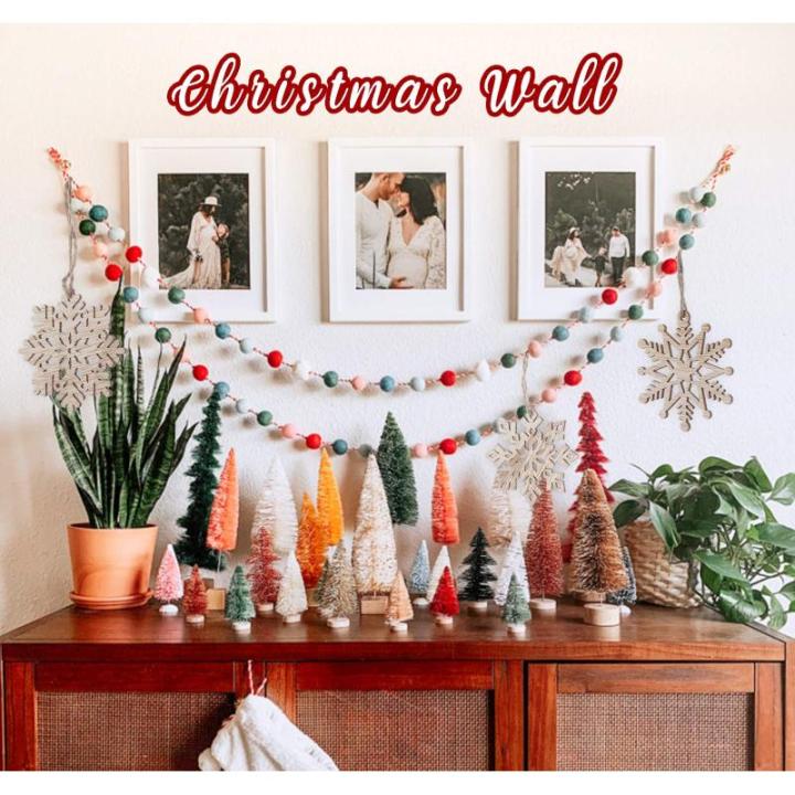 Homewit Houten hanger sneeuwvlokken boomversiering, 18 stuks kerst houten kerst hangende ornamenten kerstboomversiering met jute touw voor kerstboom - 7 cm