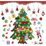 Vilten kerstboom van vilt, vilt, kerstboom voor kinderen, 3,28 ft viltboom om te versieren, doe-het-zelf vilten kerstboom met 32 ornamenten, kerst, decoratie voor muren, ramen en d