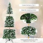 6 Fuß künstlicher Weihnachtsbaum, schneebeflockter schmaler Weihnachtsbaum mit PVC-Zweigspitzen, Metallscharnieren und faltbarem Sockel, ideal als Dekoration für Feiertage, Zuha