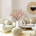 4 stuks kunstkersenbloesem, takken, roze perzikbloemen, 100 cm, kunstbloemen, bulk, lente, zijden bloemen, planten, bundel, lange stelen voor bruiloft, feest, tafel, vaas, decorati