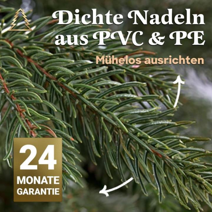 Kunstkerstboom, 210 cm, inclusief metalen standaard, natuurgetrouw met dichte takken, kunstkerstboom voor binnen en buiten, kunstkerstboom