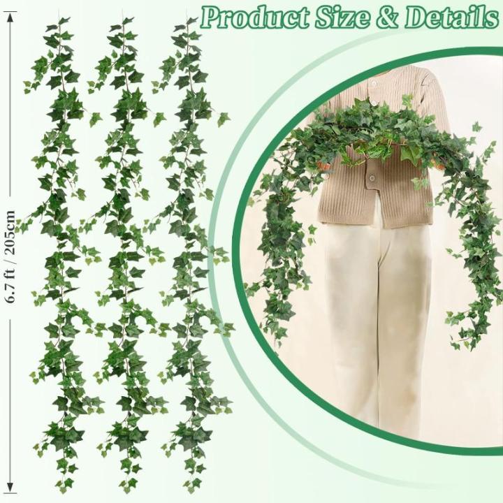 3 STKS Nep Klimop Slinger Kunstmatige Gebladerte Planten 15 cm Geurloze Zijde Klimop Garland Wijnstokken Nep Hangende Planten Groen Decor voor Binnen Buiten Bruiloft Boog Muur Deco