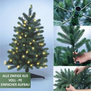Premium kerstboom van 85 cm, helder licht, kunstkerstboom, met 70 leds, nepboom, PE-kerstboom