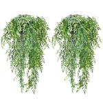 2 stuks , hangende hangplanten, kunstmatige hangplant, kunstmatige klimopslinger voor slaapkamer, keuken, woonkamer, badkamer, balkon, kantoor, vensterbank (groene bamboebladeren)