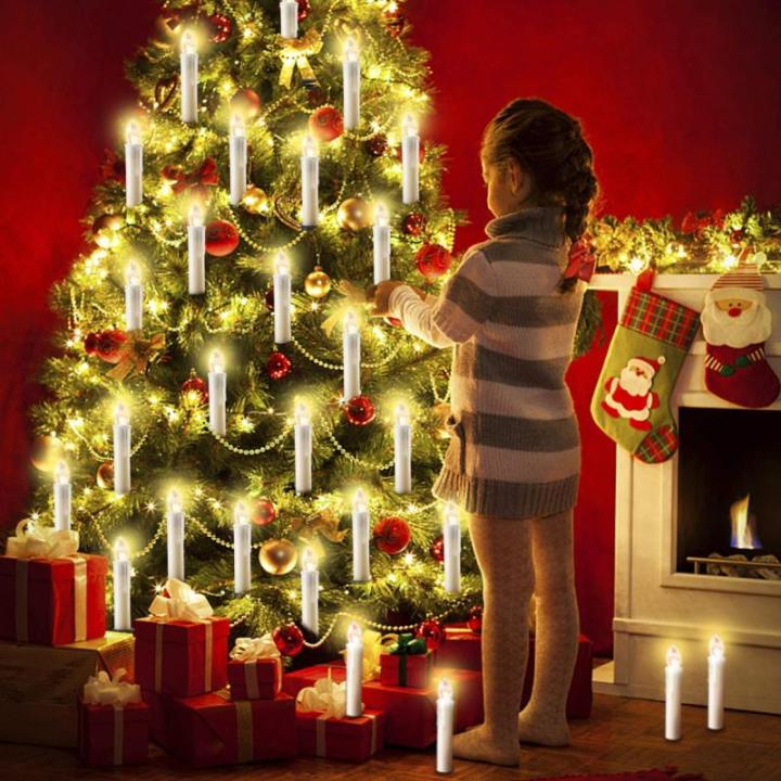 20/30/40/50/60 stuks LED-kaarsen, LED-kerstverlichting, draadloze dimbare kerstverlichting, vlamloze kerstkaarsen voor de kerstboom, kerstdecoratie, bruiloften, verjaardagen, feest