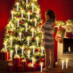20/30/40/50/60 stuks LED-kaarsen, LED-kerstverlichting, draadloze dimbare kerstverlichting, vlamloze kerstkaarsen voor de kerstboom, kerstdecoratie, bruiloften, verjaardagen, feest