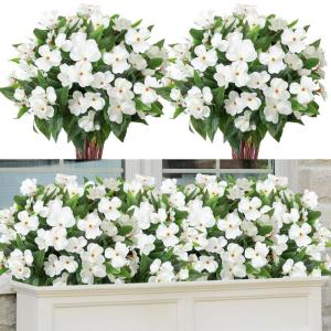 3 bundels kunstbloemen voor buiten, balkon, kunstbloemen, weerbestendig, , uv-bestendig, balkonplanten, kunststruiken voor buiten, binnen, balkonbak, tuin, wit