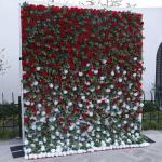 Roter Und Weißer Farbverlauf Stoffhintergrund 5D Hochzeitsblumenwand, Künstliche Rosenwand Hintergrundwand Für Fotohintergrund Home Party Hochzeitskulisse(1.2 * 2.4m/3.9 * 7.8ft