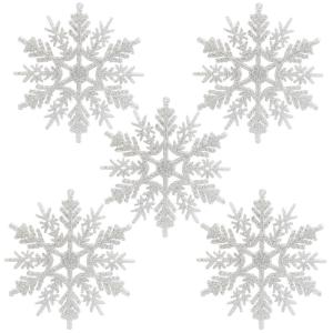 24 x sneeuwvlokken kerstdecoratie voor kerstboom glitter witte kerstboomversiering