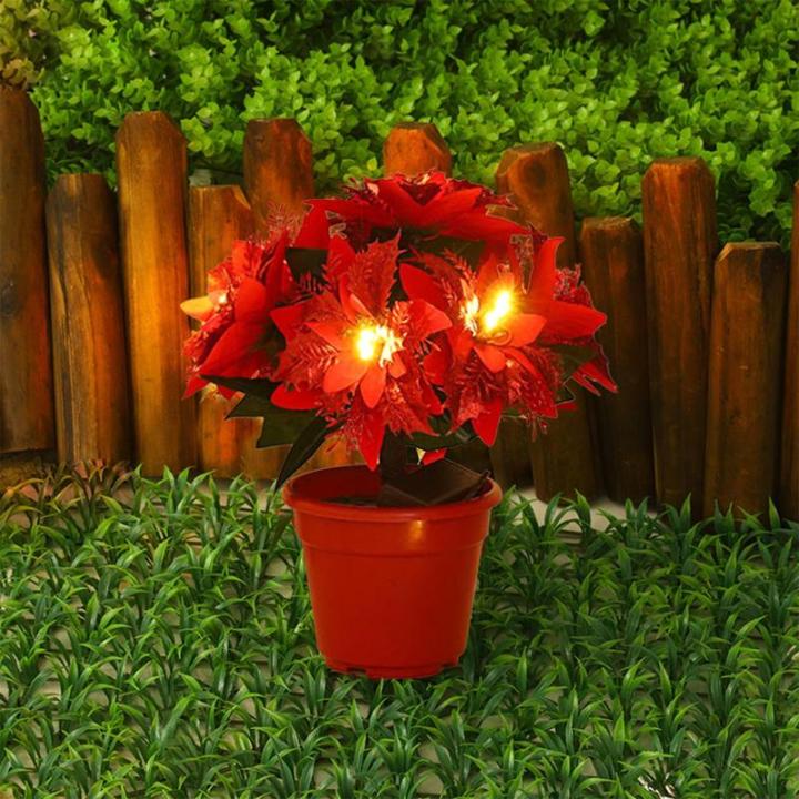 Künstlicher Weihnachtsstern Im Topf mit Licht, Künstliche Bonsai-Blume, Topfpflanze mit Topf für Weihnachtsfeier, Weihnachten, Urlaub, Zuhause, Esstisch, Büro, (A)
