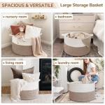 XXL grote wasmand, opbergmand voor kinderkamer, wasmand voor kinderen, grote kerstboommand, mand voor dekens, 55 x 35 cm, wit en bruin