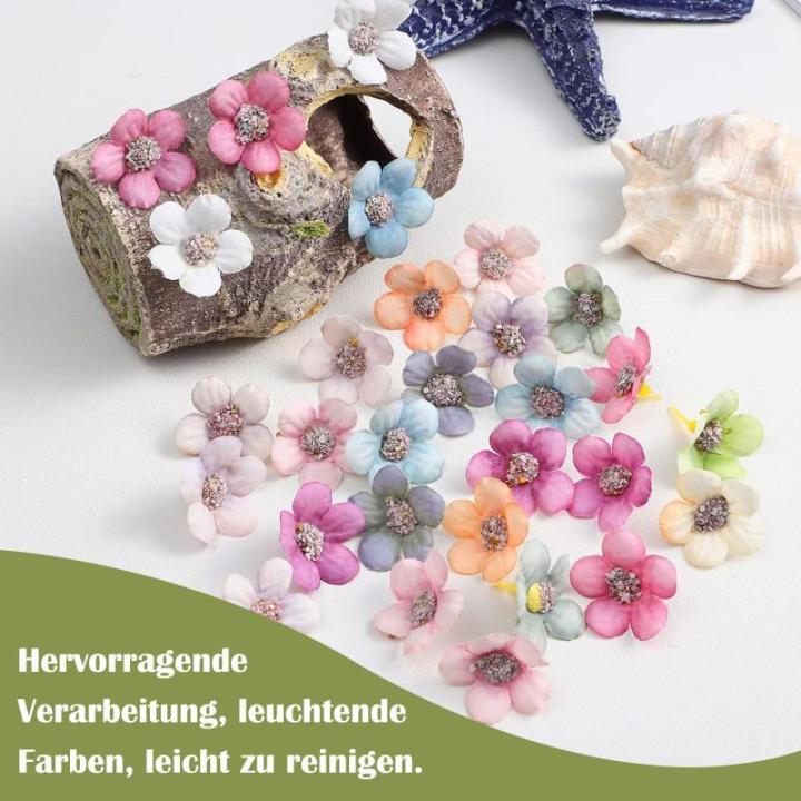 100 stuks decoratieve bloemen, kunstmadeliefjes, diameter 2 cm, mini kleurrijke madeliefjes, bloemkoppen, voor Valentijnsdag, bruiloft, bloemen, om te knutselen, doe-het-zelf decor