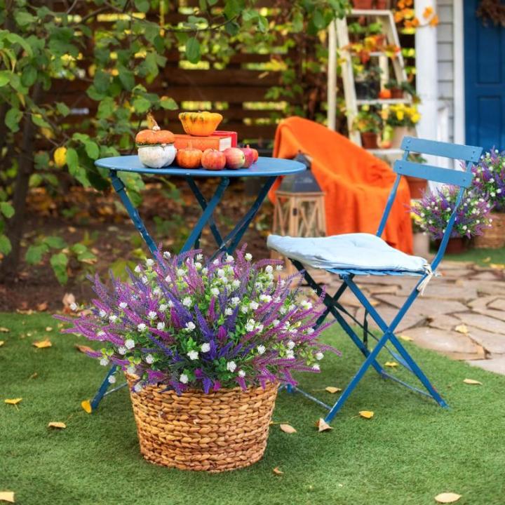12 bundels kunstbloemen, balkon, weerbestendig, kunstbloemen, outdoor, uv-bestendig, , plastic boeket, voor balkonbakken, tuin, raam, decoratie, gemengd