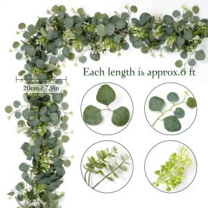 2 STKS 5ft Kunstmatige Eucalyptus Slinger Rijke Bessen Afneembare Bladeren Nep Planten Groen Wijnstokken Voor Bruiloft Boog Tafel Indoor Outdoor Achtergrond Decor