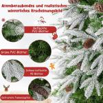 Kunstkerstboom van 190 cm met verlichting en sneeuw, dennenboom met 280 warmwitte ledlampen en 62 dennenappels, kerstboom met scharnierstructuur, kunstboom voor thuis