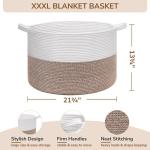 XXL grote wasmand, opbergmand voor kinderkamer, wasmand voor kinderen, grote kerstboommand, mand voor dekens, 55 x 35 cm, wit en bruin
