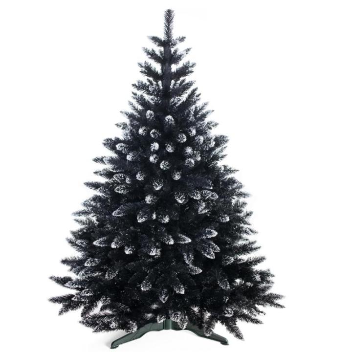 Kunstkerstboom met sneeuw, 220 cm, zwart, kerstboom, dennenboom, kerstdecoratie, spar, Cristal Dark