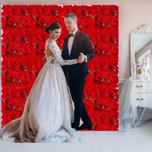 Künstliche Blumen-Wand, Für Hochzeit, Party, Draußen, Drinnen, Garten, Hinterhof, Wanddekoration, Rot(Color:30pcs)