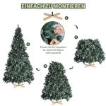 Nordmann Kunstkerstboom met sneeuweffect, kunstkerstboom met handgemaakte houten standaard, sneeuw, 32 dennenappels en 1092 punten, eenvoudig te monteren