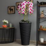 Künstliche Orchidee Kaskaden Blumenstrauß Creme und Rosa im Topf Anthrazit H 115 cm Heimbüro Dekoration, Kunstpflanze Orchidee, Kunstblume, Künstliche Orchidee im Topf
