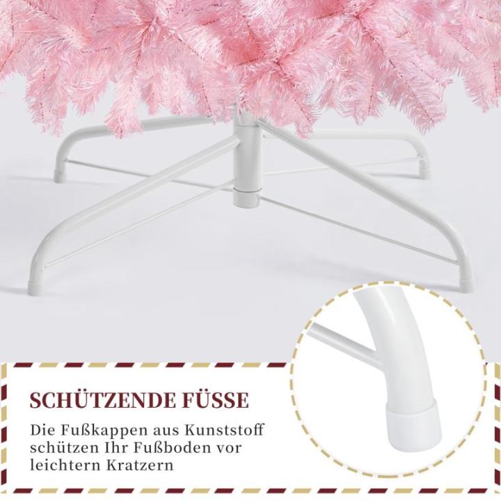 Kunstkerstboom, 154 cm, roze, dennenboom met 398 takken, opvouwbare metalen standaard, herbruikbare kerstboom, kunstboom voor kerstdecoratie