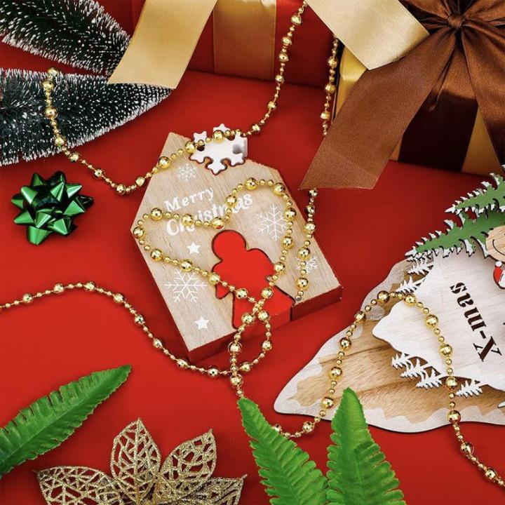 15M Kerstboom kralen guirlande Kerstboom ornamenten kralen lint | Kraaldiameter 8mm & 4mm | Kerstboomketting decoratie (blauw)