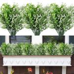 6 STKS Kunstplanten Outdoor Plastic Nep Planten UV Bestand Outdoor Planten Faux Bloemen Bulk Voor Indoor Outdoor Opknoping Planter Tuin Venster Doos Thuis Bruiloft Decor