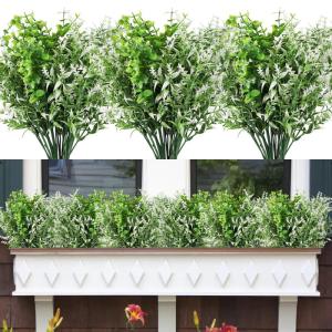 6 STKS Kunstplanten Outdoor Plastic Nep Planten UV Bestand Outdoor Planten Faux Bloemen Bulk Voor Indoor Outdoor Opknoping Planter Tuin Venster Doos Thuis Bruiloft Decor