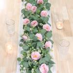 Künstliche Eukalyptus-Blumengirlande mit rosa Rosen, künstliche Pflanzen, Seide, Blumen, grüne Girlande, Kunstschleierkraut, Efeu-Ranken für Hochzeit, Dekoration, Zuhause, Weih
