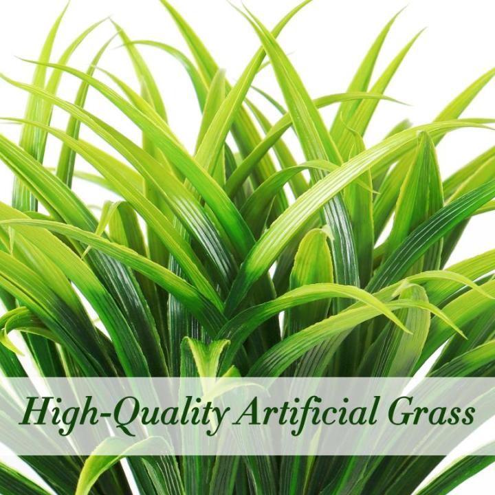 6 stuks , 40 cm, gras, kunststof planten, binnen en buiten, uv-bestendig, groen kunstgras voor thuis, raam, tuin, terras, pad, veranda, decoratie