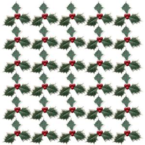 30 stuks kunsthulstbessen met bladeren, Kerstmis met Holly Berries, decoratieve kunsttakken voor doe-het-zelf kerstboom, adventskrans, knutselwerk, feest