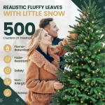 Nordmann Kunstkerstboom, pvc en PE, 150 cm, kunstdennenboom met houten standaard, verlichting led, vlamvertragend, automatische kerstboom, natuurgetrouwe kunstkerstboom