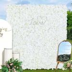 Blumen-Wandhintergrund, Seidenpaneel, Blumen-Wandpaneel, 12 Stück, weiße Blumen-Wandhintergründe, Hochzeit, 1,2 x 2,4 m, Blumenhintergrund für Floristen, Brautparty, Geburtstag