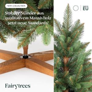 Kunstkerstboom 180 cm Alpentanne Premium met houten kerstboomstandaard | kunstkerstboom met natuurgetrouwe spuitgietelementen | Made in EU |