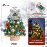 Mini-kerstboom Kleine kerstboom met verlichting, led, tafelkerstboom, klein, kunstmatig versierd, voor kerstdecoratie, 40 cm (blauw met zilver)