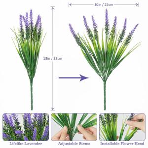 Künstliche Pflanzen Lavendel Kunstblumen wie Echt UV Beständig Büsche 8 Bündel Kunstpflanze Outdoor Gefälschte Blumen Künstliche Balkonpflanzen Sträucher Deko für Tisch Fen