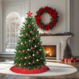Abin H210 Kunstkerstboom, met 1150 takken en houten standaard, buigbaar, 439 PE spuitgietwerk en 711 pvc-naalden, moeilijk ontvlambaar, opvouwbare dennenboom voor eenvoudige montag
