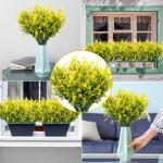 Kunstplanten, in pot, net als echte UV-bestendig, 10 bundels nepbloemen, kunstbalkonplanten, struiken, decoratie, , lavendel voor tafel, huis, tuin, decoratie (jaune)