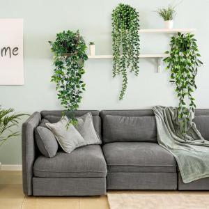 4 stuks kunsthangplanten, eucalyptusbladeren met potten, onderhoudsvrije , wijnstok voor binnen en buiten, bruiloft, tuindecoratie