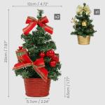 Mini tafelblad kunstmatige kerst met LED-verlichting (3 stuks) - 20 cm / 7,87 inch - versierd met bessen, dennenappels en strikken voor thuis, tafel en woonkamer
