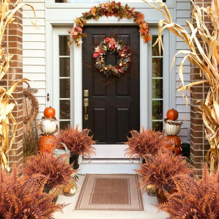 12 stuks herfst outdoor 40 cm kunstgras vallen plant Boston nep varen plant UV-bestendige grassen decoratie voor tuin terras paden veranda